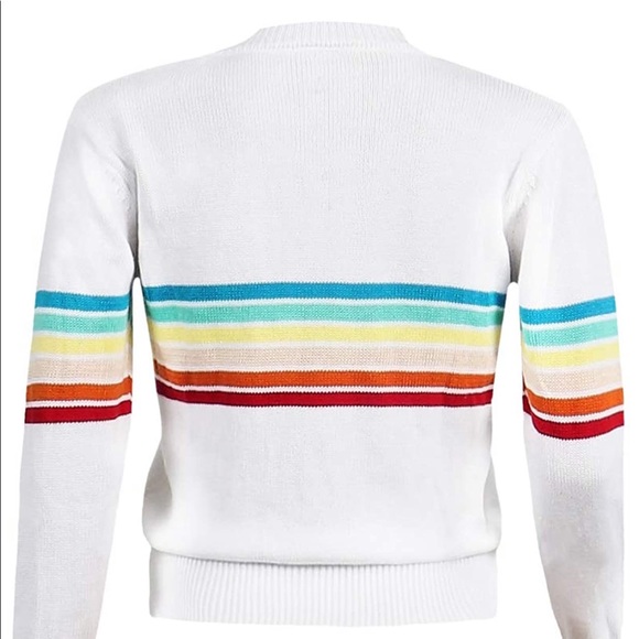 Retro Vintage Rainbow Striped Knit Sweater - Picture 7 of 9